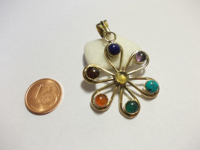 CHAKRA pendant Flower brass/silver