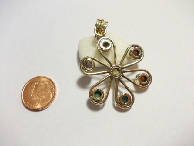 CHAKRA pendant Flower brass/silver