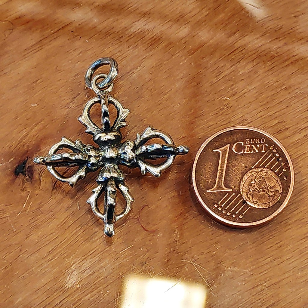 Dorje or Vajra double pendant in 925 silver