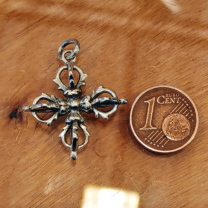 Dorje or Vajra double pendant in 925 silver
