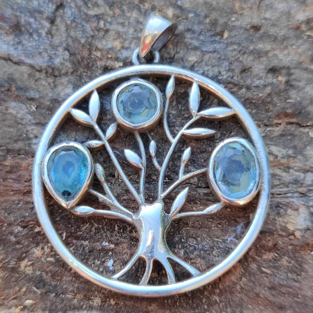 Ciondolo GAJANAN con pietra TOPAZIO o AMETISTA in argento 925 Ciondolo artigianale