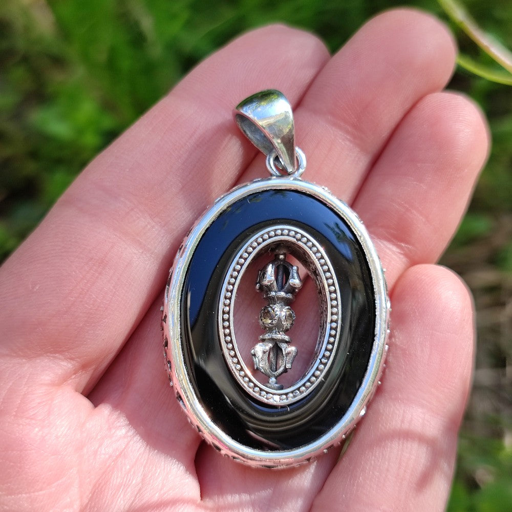 Ciondolo ELIAS con pietra ONICE NERO in argento 925 Ciondolo artigianale TUAREG