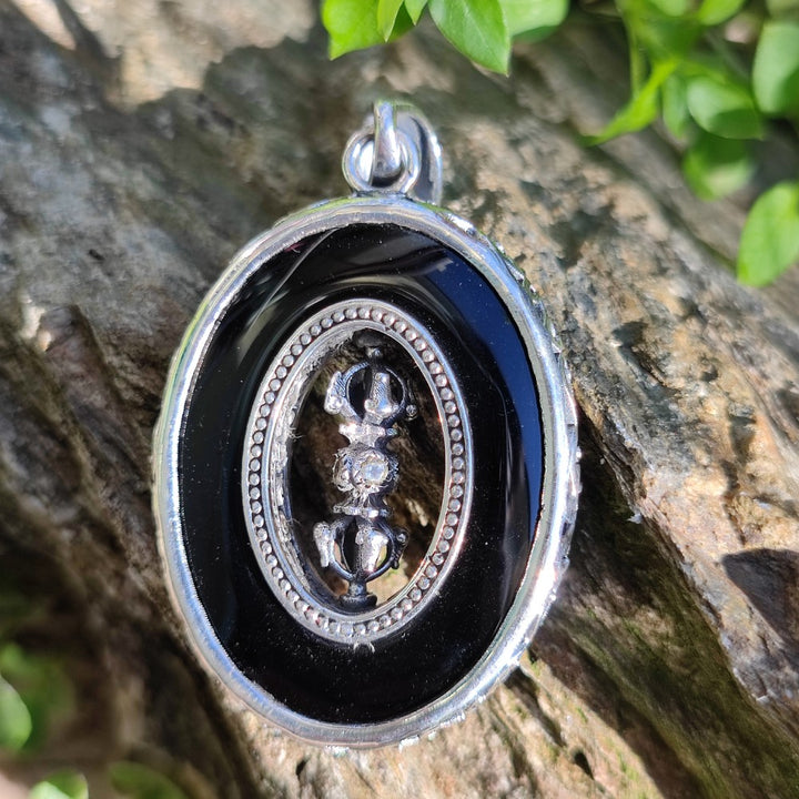 Ciondolo ELIAS con pietra ONICE NERO in argento 925 Ciondolo artigianale TUAREG