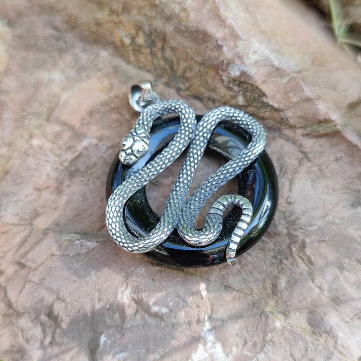 Ciondolo LILA con pietra ONICE NERO in argento 925 Ciondolo artigianale TUAREG
