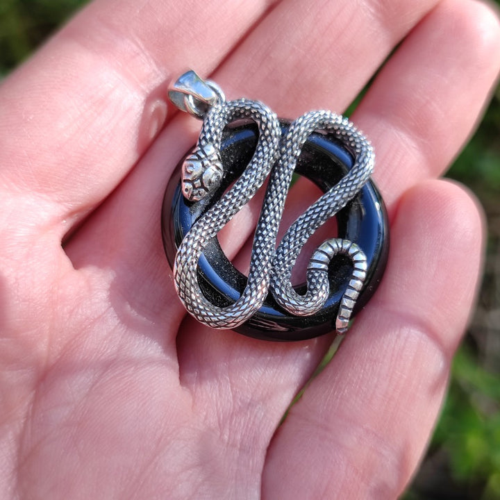 Ciondolo LILA con pietra ONICE NERO in argento 925 Ciondolo artigianale TUAREG