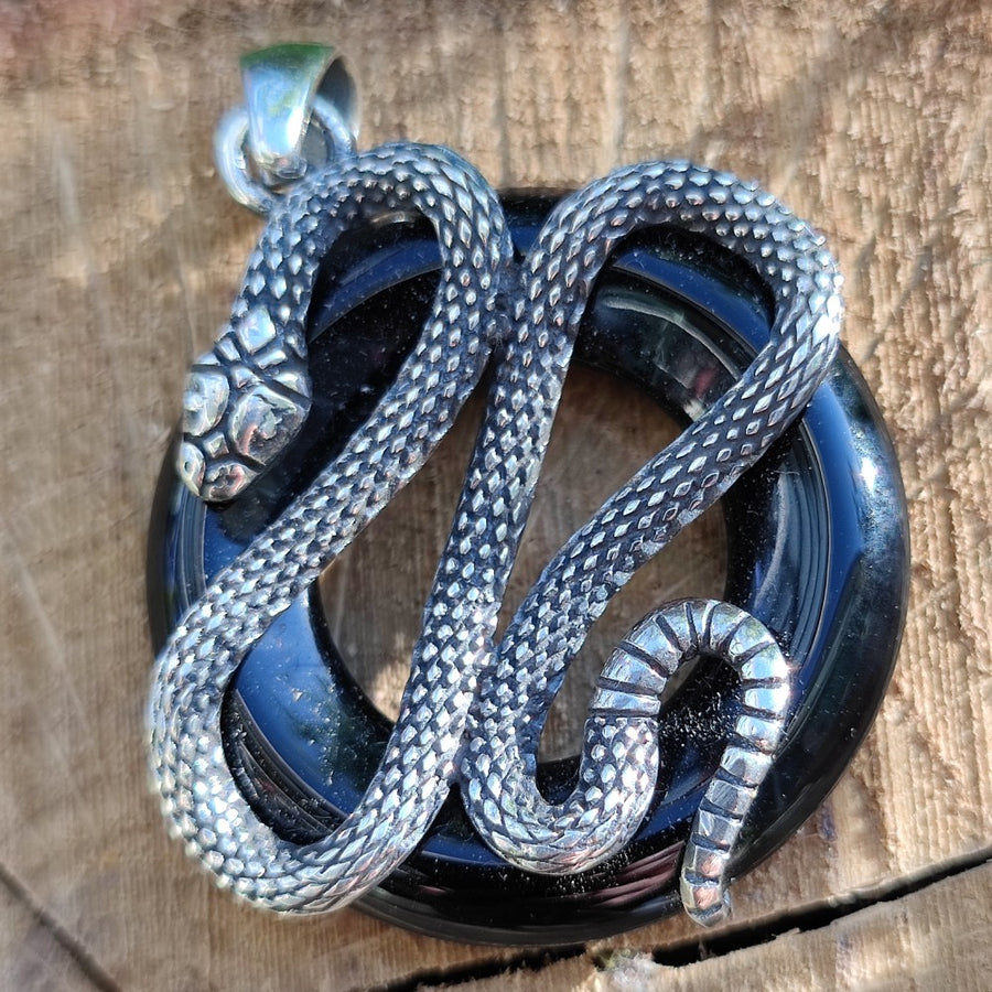 Ciondolo LILA con pietra ONICE NERO in argento 925 Ciondolo artigianale TUAREG