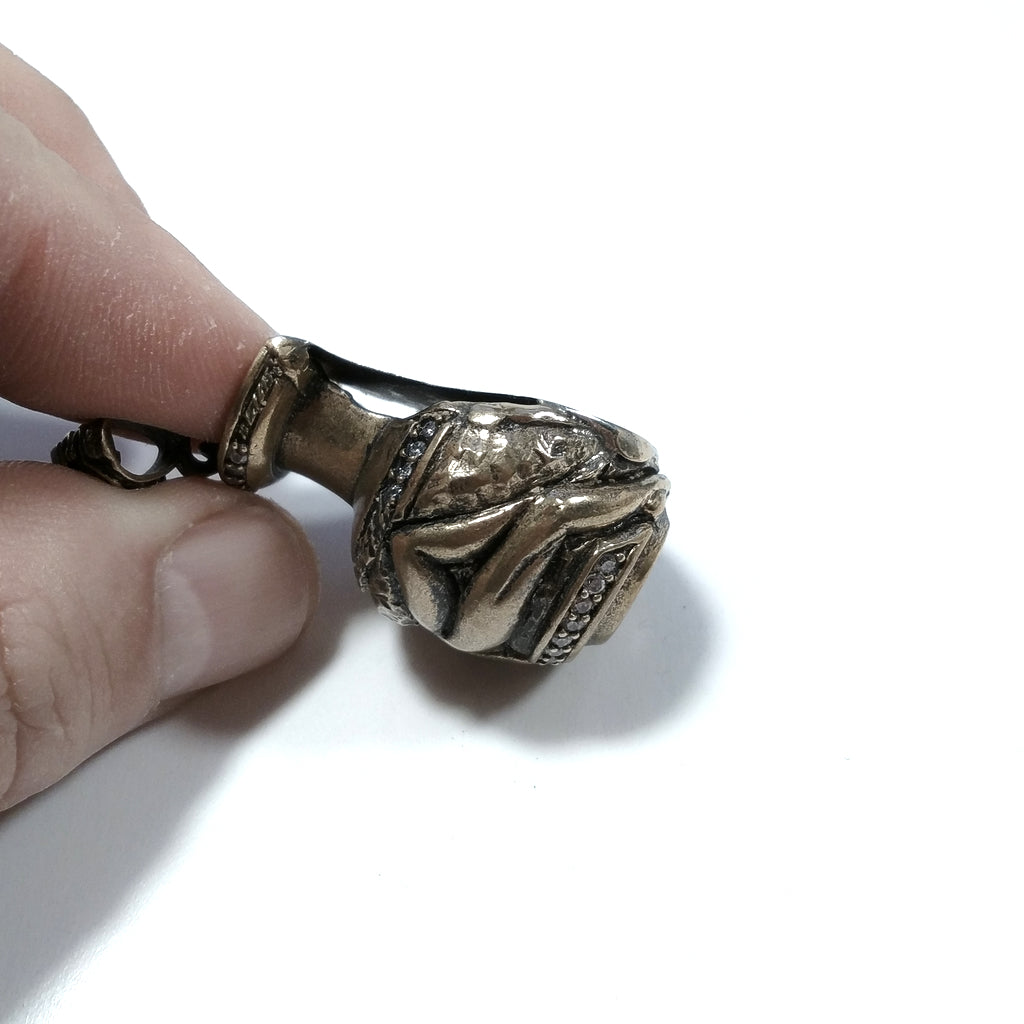 ETHNIC pendant in antique silver with vase with zircons and naked woman | ETHNIC JEWELRY
