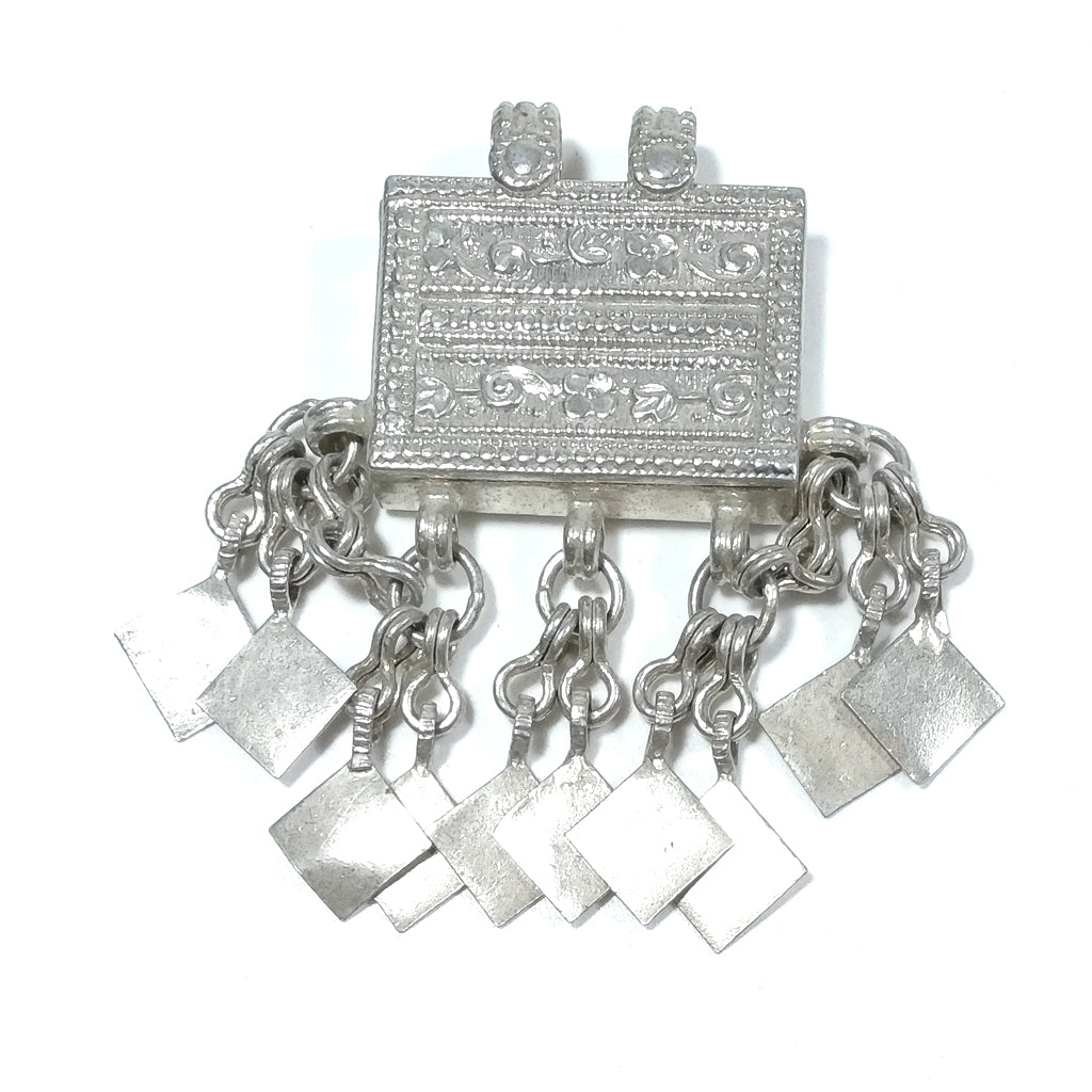 ETHNIC pendant in antique silver with PRAYER BOX - HAZARIBAG