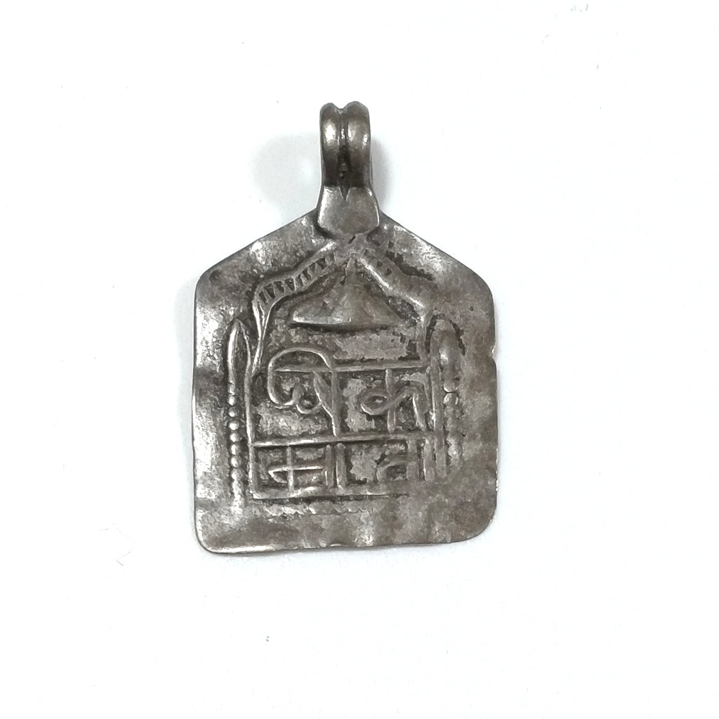 ETHNIC pendant in antique silver with SANTOSHI MATA goddess of satisfaction