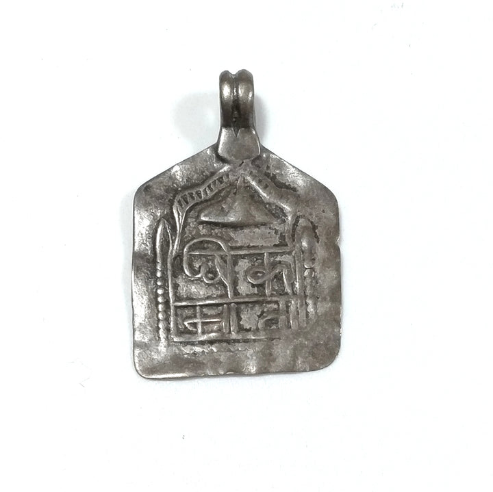 ETHNIC pendant in antique silver with SANTOSHI MATA goddess of satisfaction