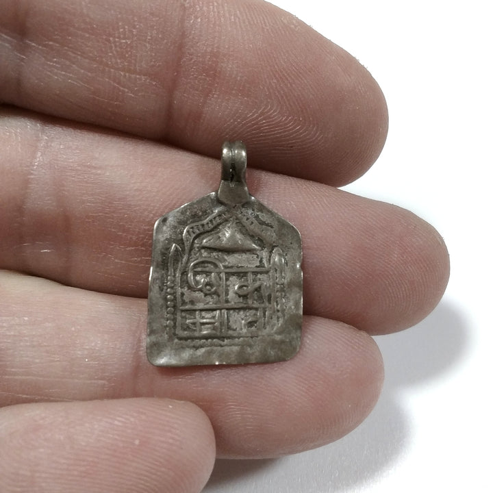 ETHNIC pendant in antique silver with SANTOSHI MATA goddess of satisfaction