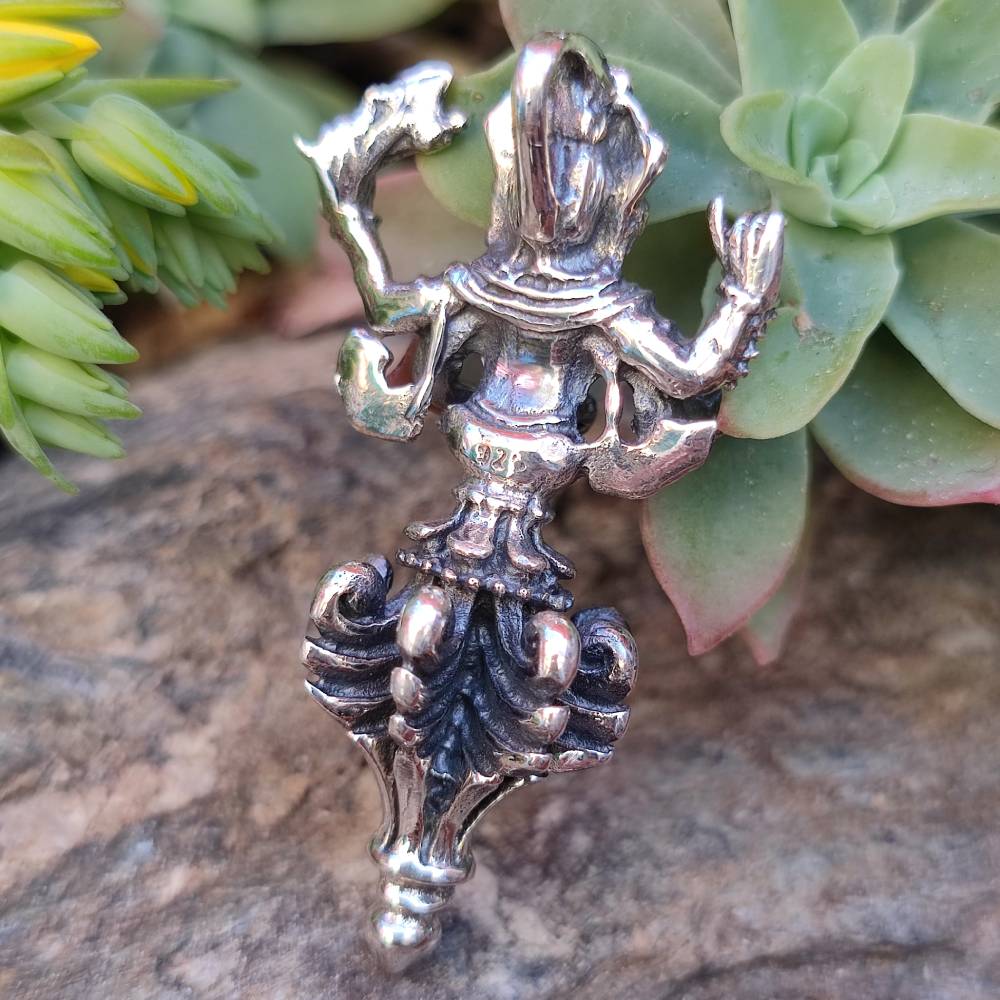 Ciondolo GANESH con pietra TURCHESE in argento 925 Ciondolo artigianale