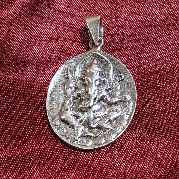 Ganesha OM pendant in silver - Double sided