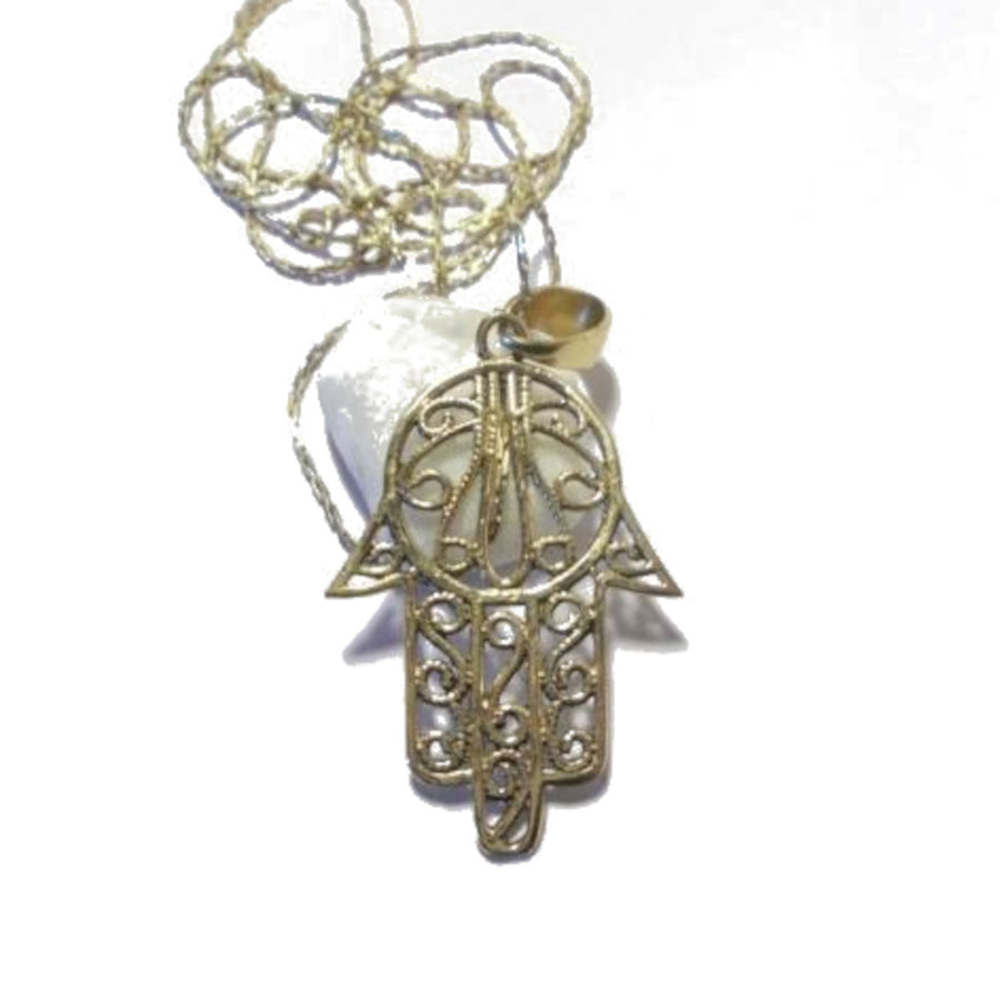 Ciondolo/Collana MANO DI FATIMA ottone grande | HAMSA