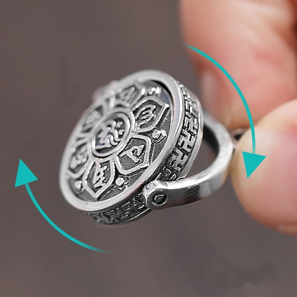 Ciondolo argento 925 Om mani Padme om ruotante | Buon auspicioCiondolo argento 925 Om mani Padme om ruotante | Buon auspicio