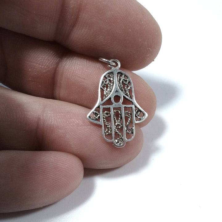 Ciondolo ETNICO in argento 925 con MANO DI FATIMA | GIOIELLI IN ARGENTO