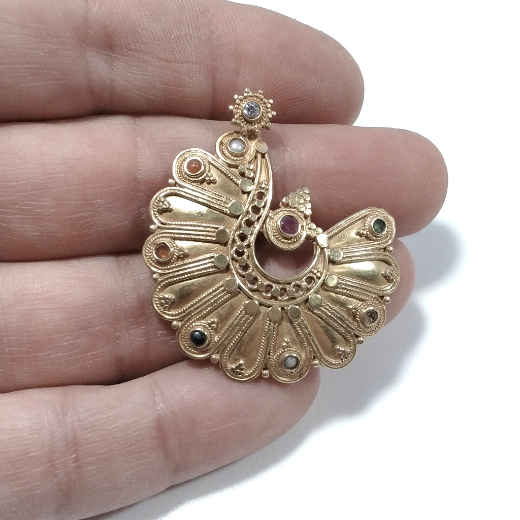Ciondolo ETNICO in oro 22 carati ORNAMENTI etnici Rubino, Smeraldo, Perla | GIOIELLI IN ARGENTO