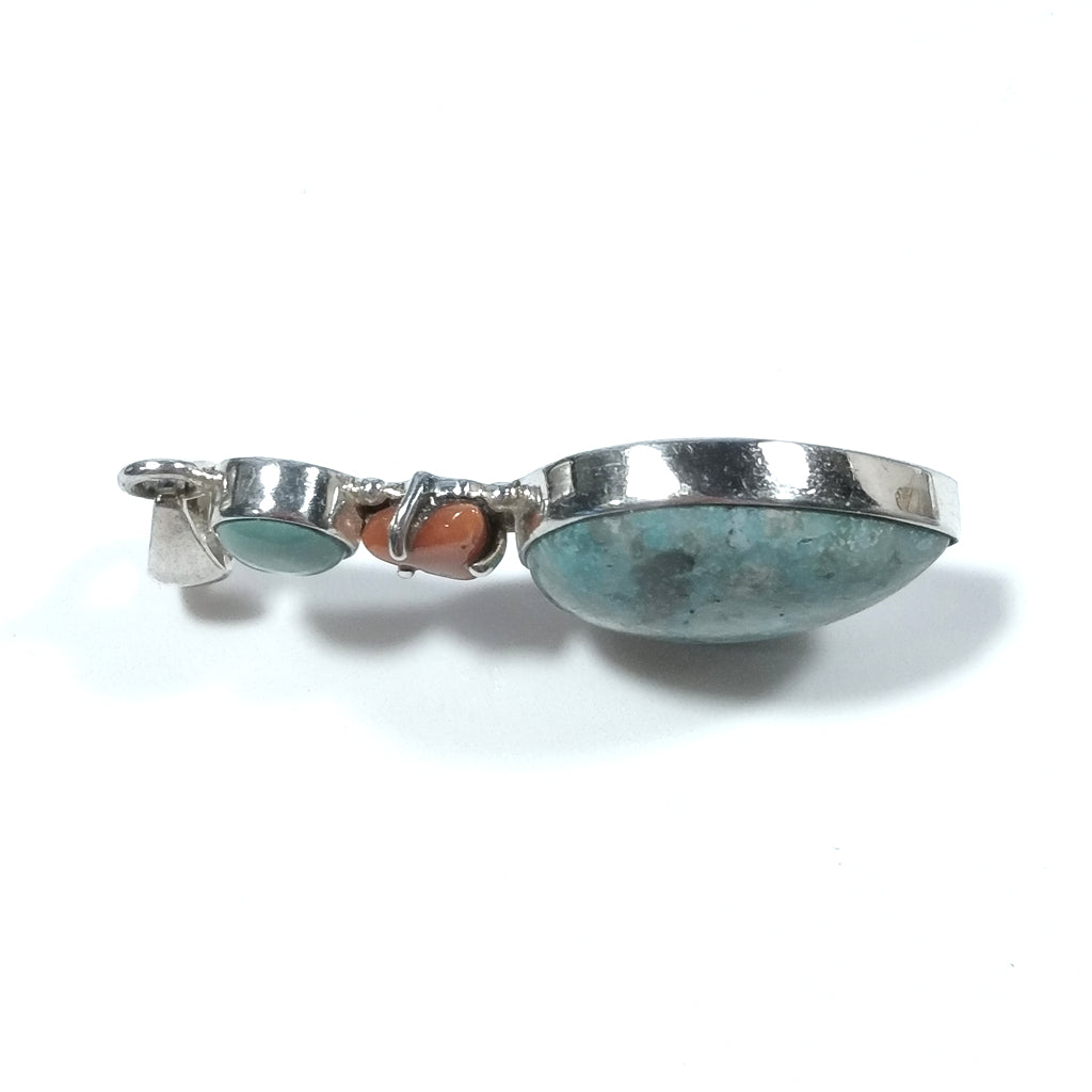 Pendant with stone in 925 silver ETHNIC pendant Turquoise, Coral | ETHNIC JEWELRY