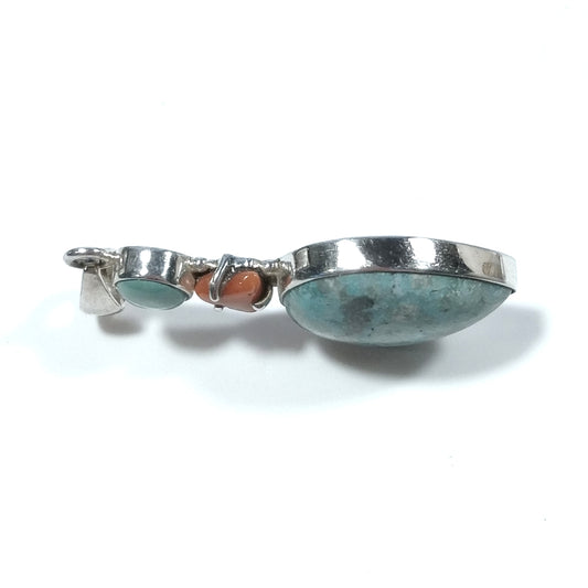 Ciondolo con pietra in argento 925 Ciondolo ETNICO Turchese, Corallo | GIOIELLI ETNICI – immagine2