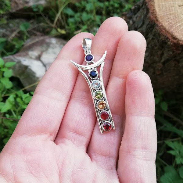 Ciondolo TARULATA con pietre CHAKRA in argento 925 Ciondolo artigianale