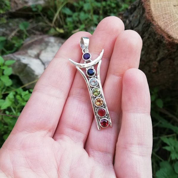 Ciondolo TARULATA con pietre CHAKRA in argento 925 Ciondolo artigianale
