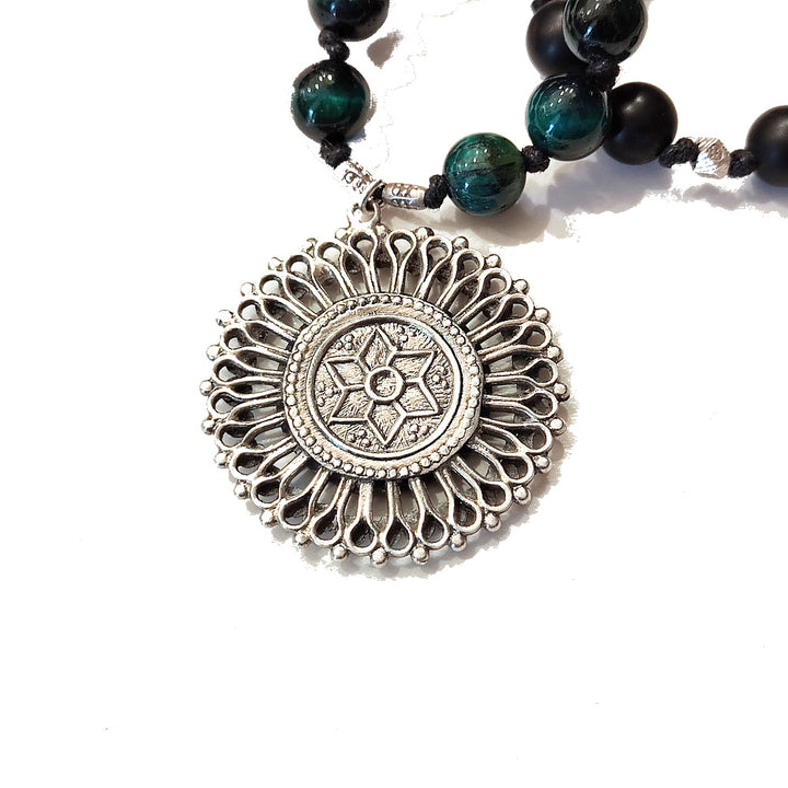 Collana con Buddha in argento 925 microdipinto a mano