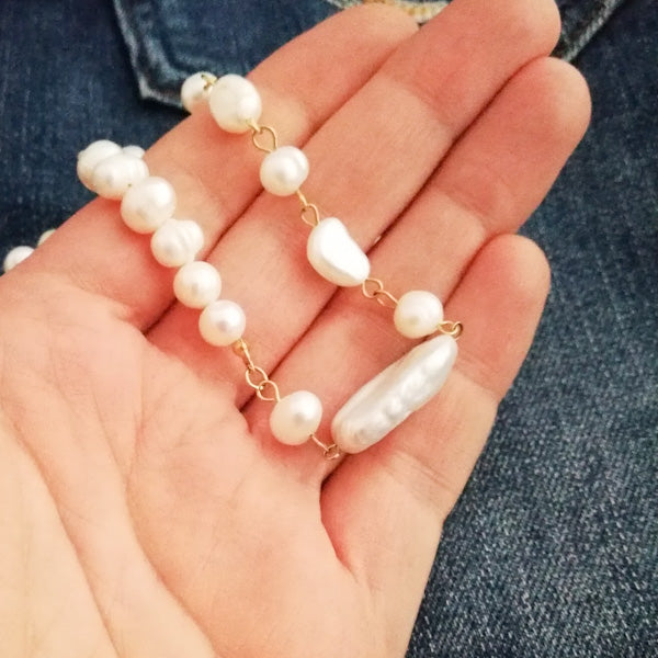 COLLANA con perle MASON acciaio 316 L Chirurgico