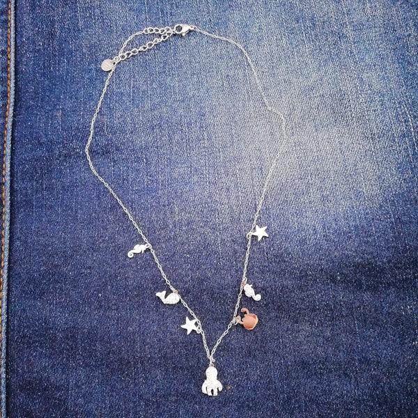 COLLANA WILLIAM collana con ciondoli e brillantini in acciaio 316 L Chirurgico