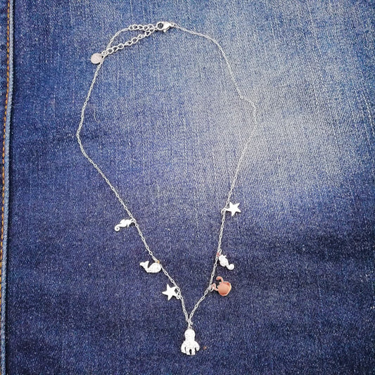 COLLANA WILLIAM collana con ciondoli e brillantini in acciaio 316 L Chirurgico