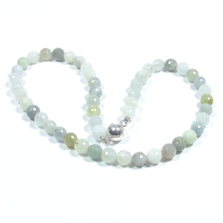 JEWELRY | NECKLACE with stone - faceted AQUAMARINE and silver