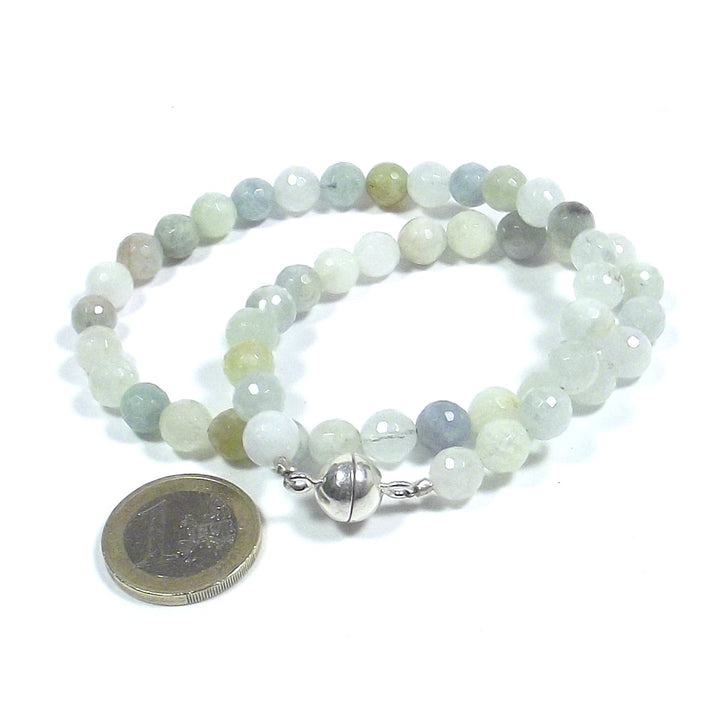 JEWELRY | NECKLACE with stone - faceted AQUAMARINE and silver