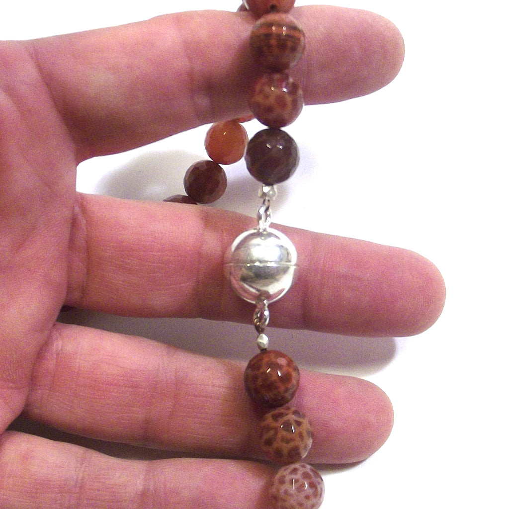 JEWELRY | NECKLACE with stone - Faceted fire agate and silver