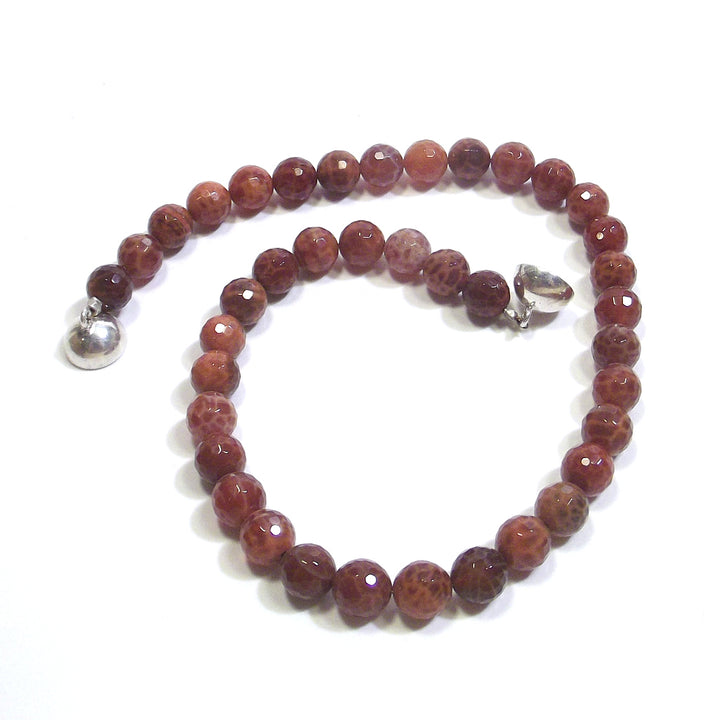 JEWELRY | NECKLACE with stone - Faceted fire agate and silver