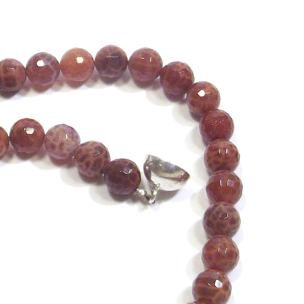 JEWELRY | NECKLACE with stone - Faceted fire agate and silver