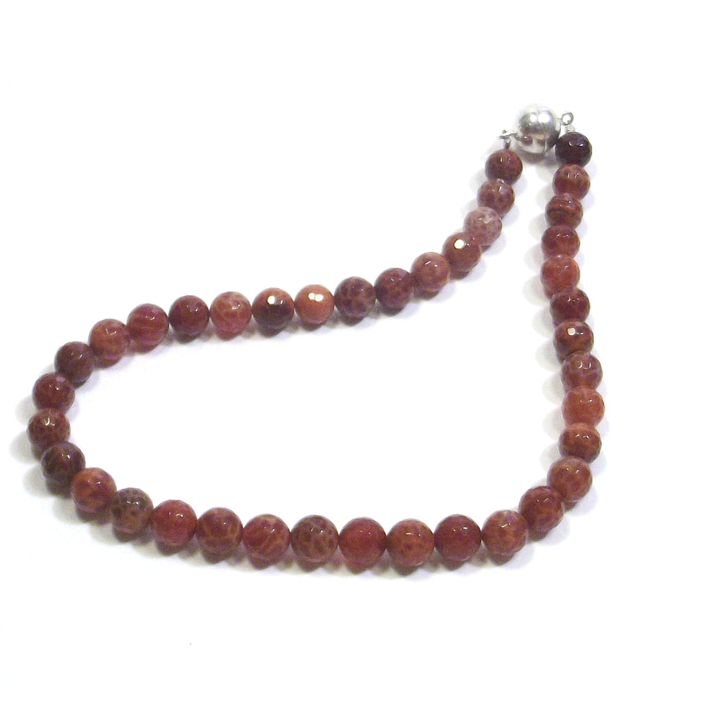 JEWELRY | NECKLACE with stone - Faceted fire agate and silver