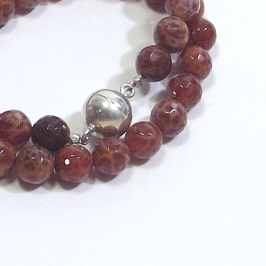 JEWELRY | NECKLACE with stone - Faceted fire agate and silver