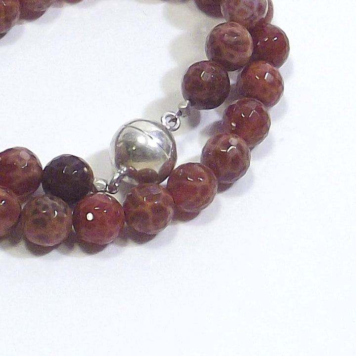 JEWELRY | NECKLACE with stone - Faceted fire agate and silver