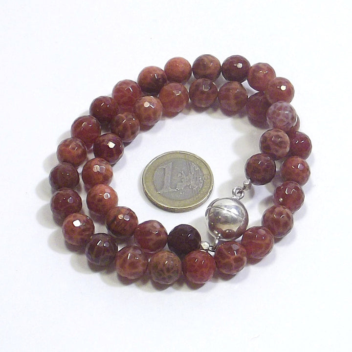 JEWELRY | NECKLACE with stone - Faceted fire agate and silver