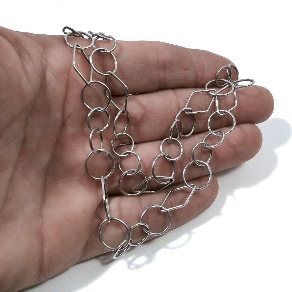 NECKLACE in 925 silver geometric mesh | ROMBO chain | SILVER JEWELRY