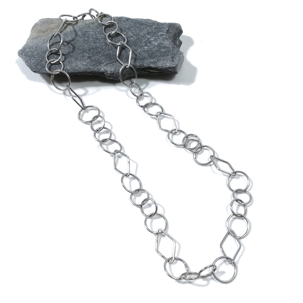 NECKLACE in 925 silver geometric mesh | ROMBO chain | SILVER JEWELRY