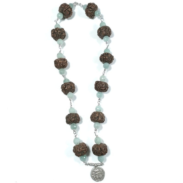 Collana ETNICA in argento 925 Collana artigianale Giada Rudraksha | JAPAMALA