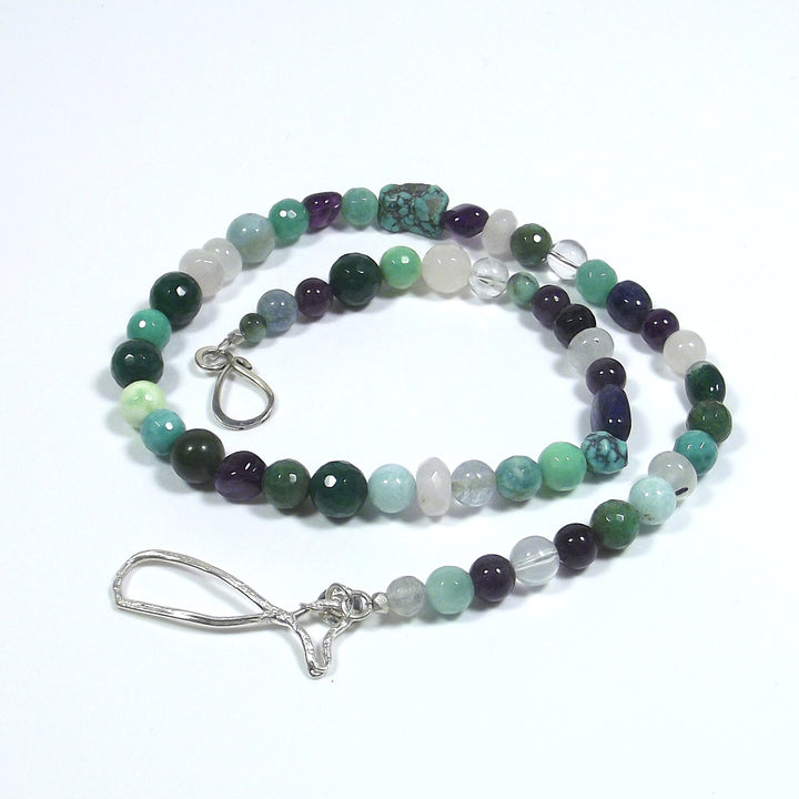 JEWELRY | NECKLACE with mixed green stone SARDINE closure in silver