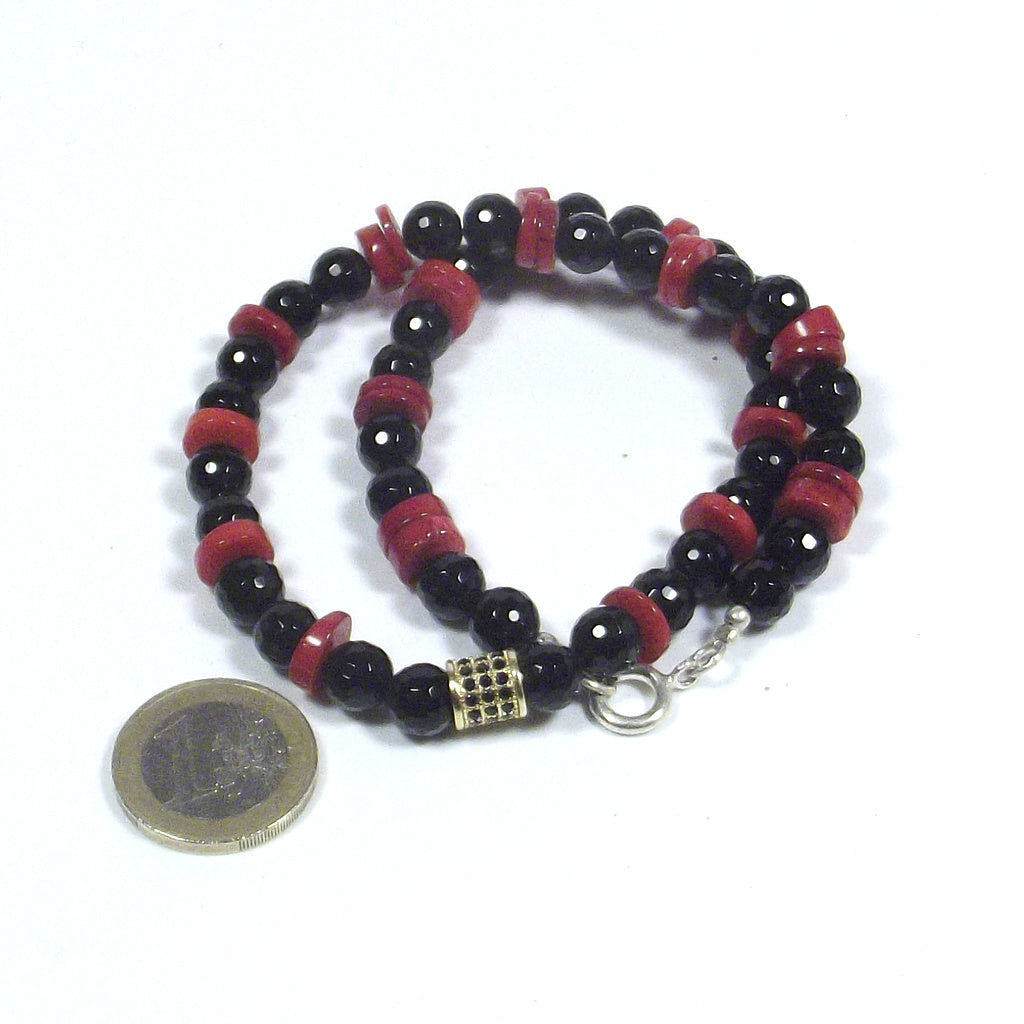 JEWELRY | NECKLACE with stone - black onyx CORAL bamboo