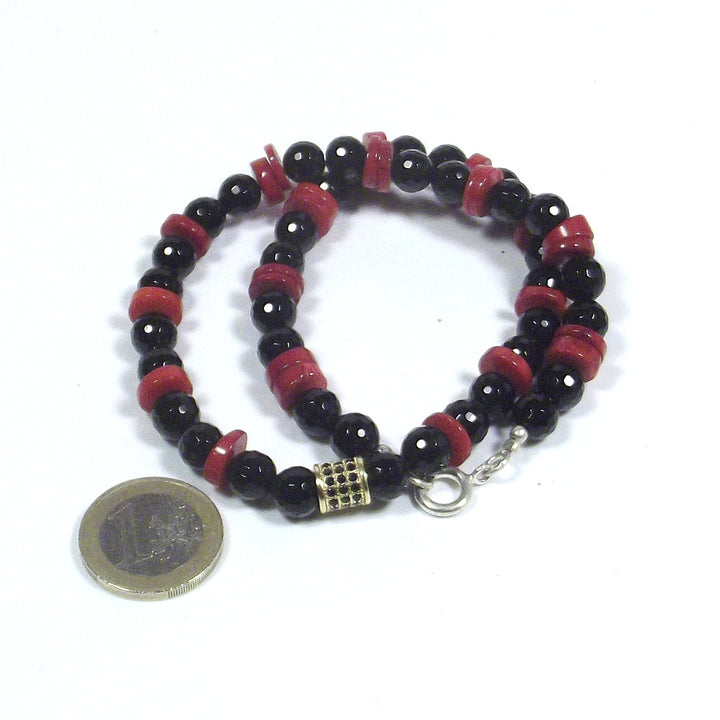 JEWELRY | NECKLACE with stone - black onyx CORAL bamboo