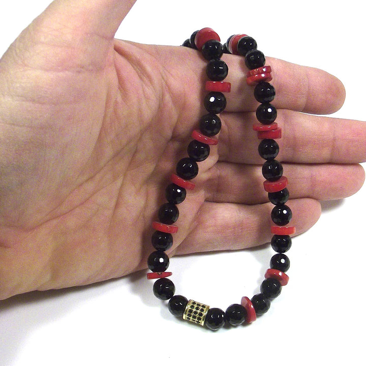 JEWELRY | NECKLACE with stone - black onyx CORAL bamboo