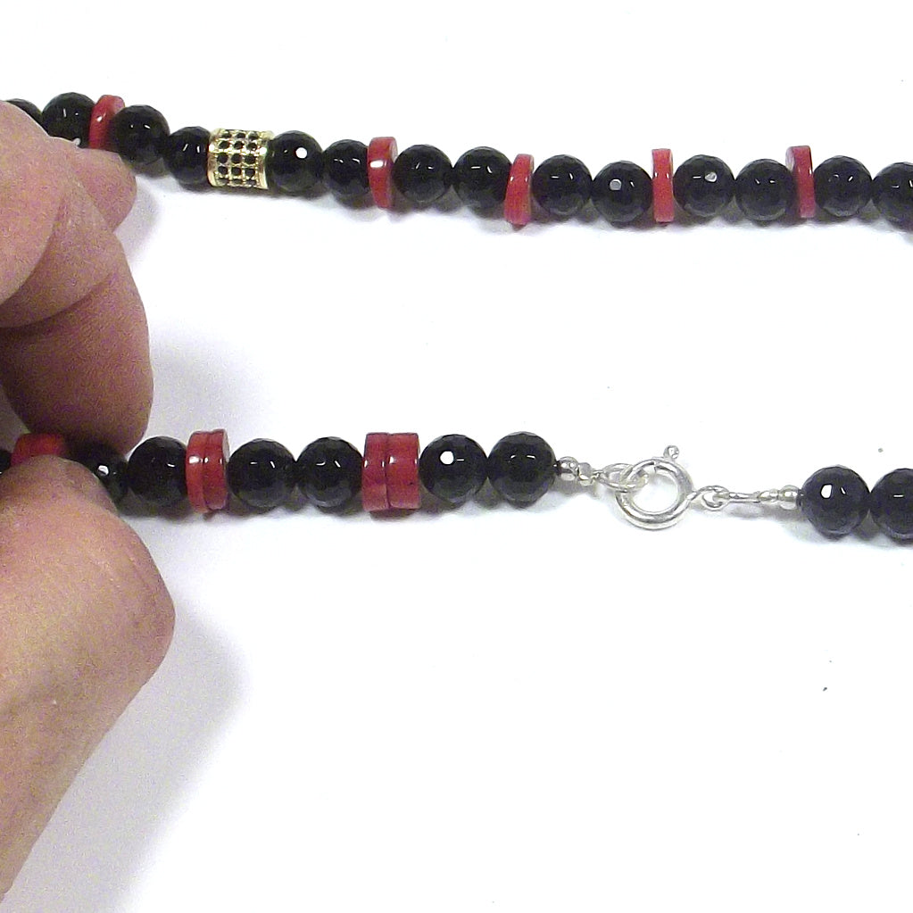 JEWELRY | NECKLACE with stone - black onyx CORAL bamboo