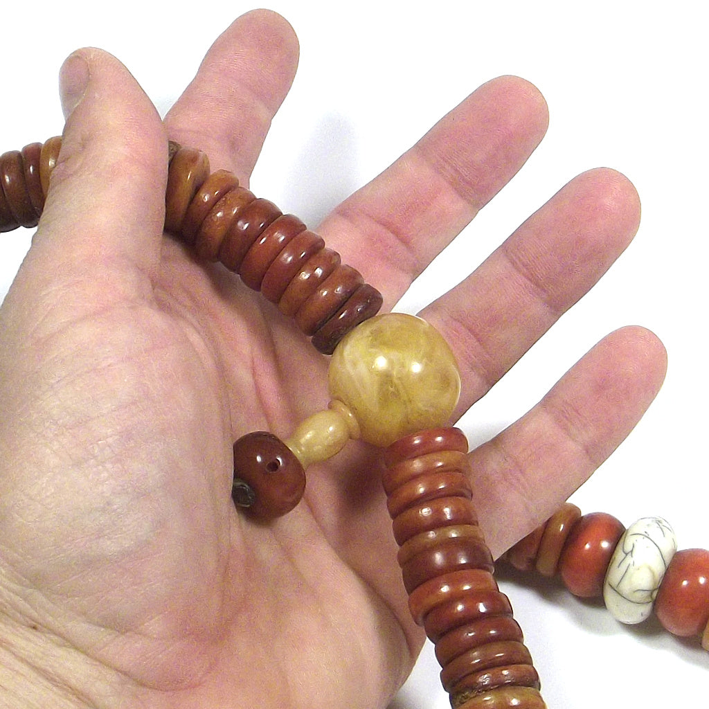 COLLANA ETNICA - rosario tibetano originale osso - Uomo Donna