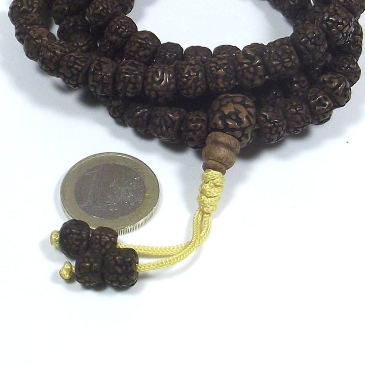 ETHNISCHE HALSKETTE Japamala 108 Rudraksha-Schliff – Männer Frauen