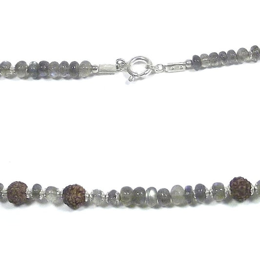 GIOIELLI | COLLANA con pietra - Labradorite e Rudraksha argento 925 – immagine2