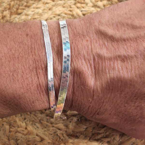 Snake argento - Bracciale piatto SNAKE sottile varie misure